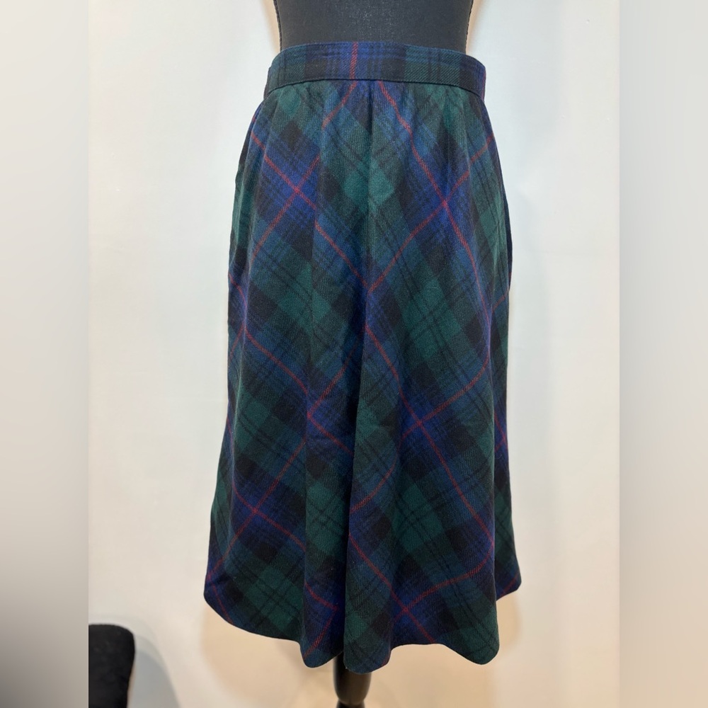 Koret Green and Blue Plaid A-Line Skirt